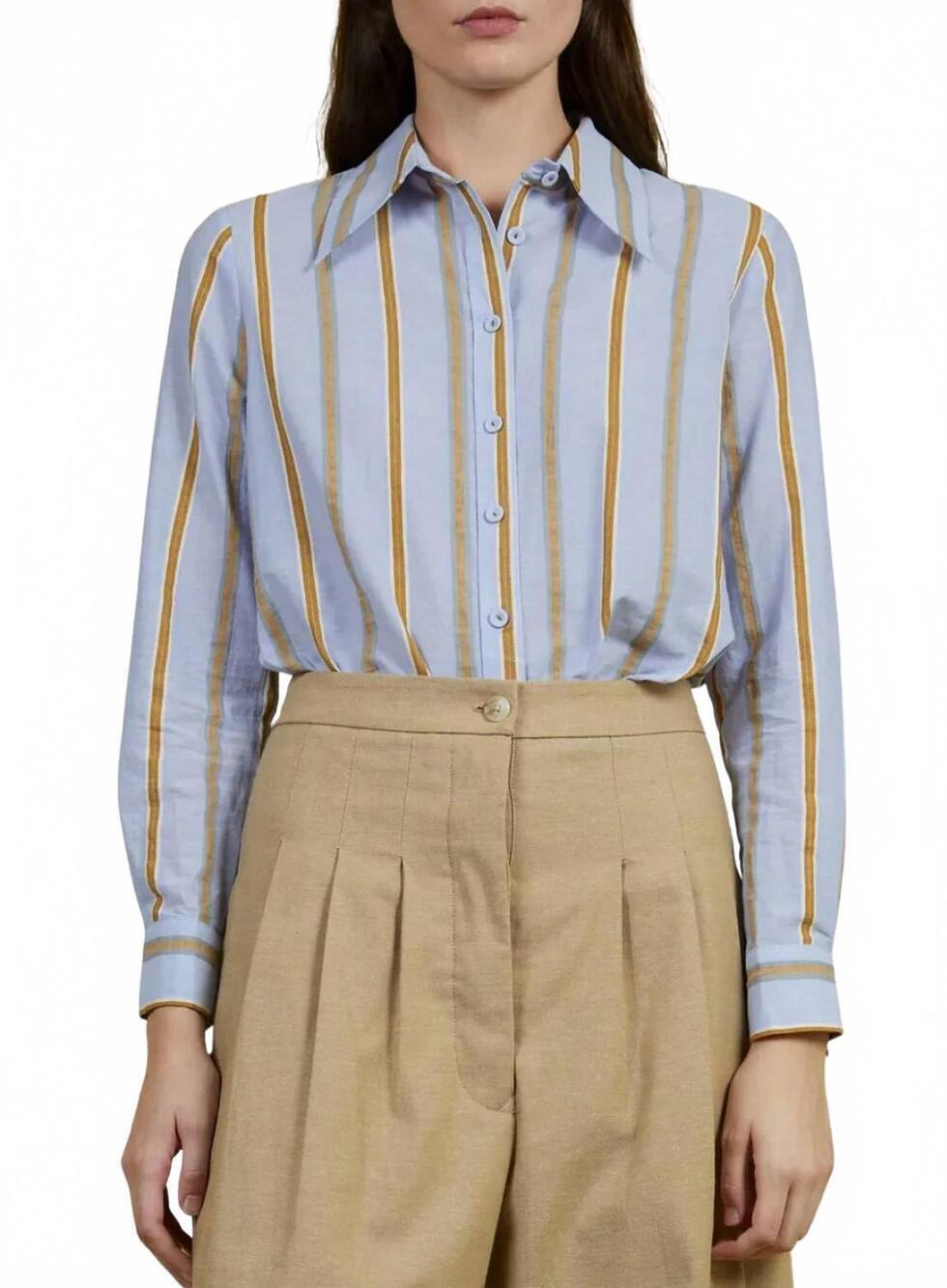 NEW LOVE BINETTI jane long sleeve shirt in stipped - Picture 1 of 3